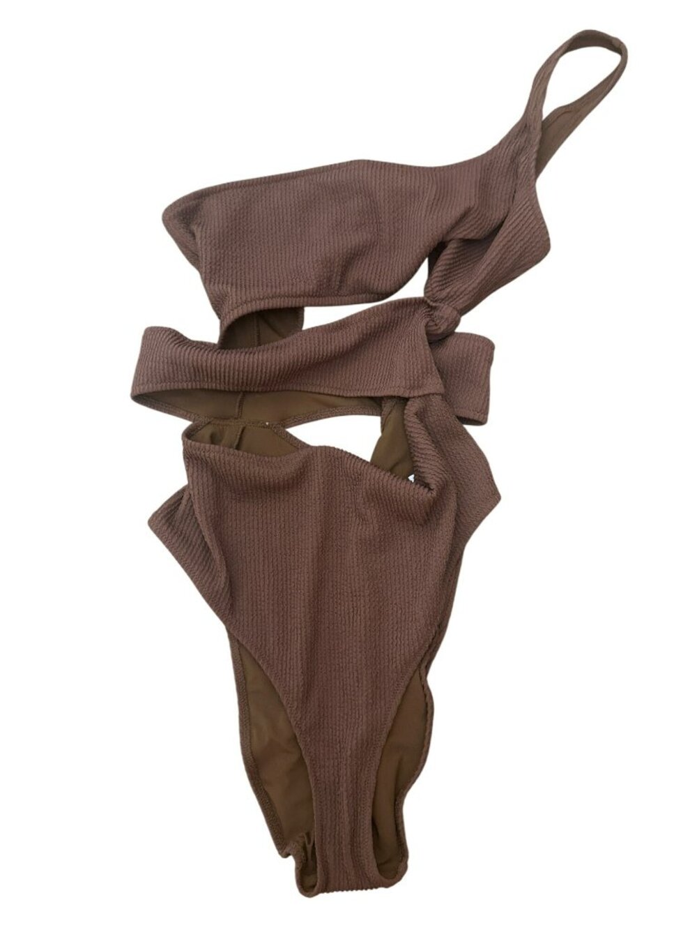 Aerie Brown Textured Cut-Out One-Piece Swimsuit XL UPF 50 Full Coverage